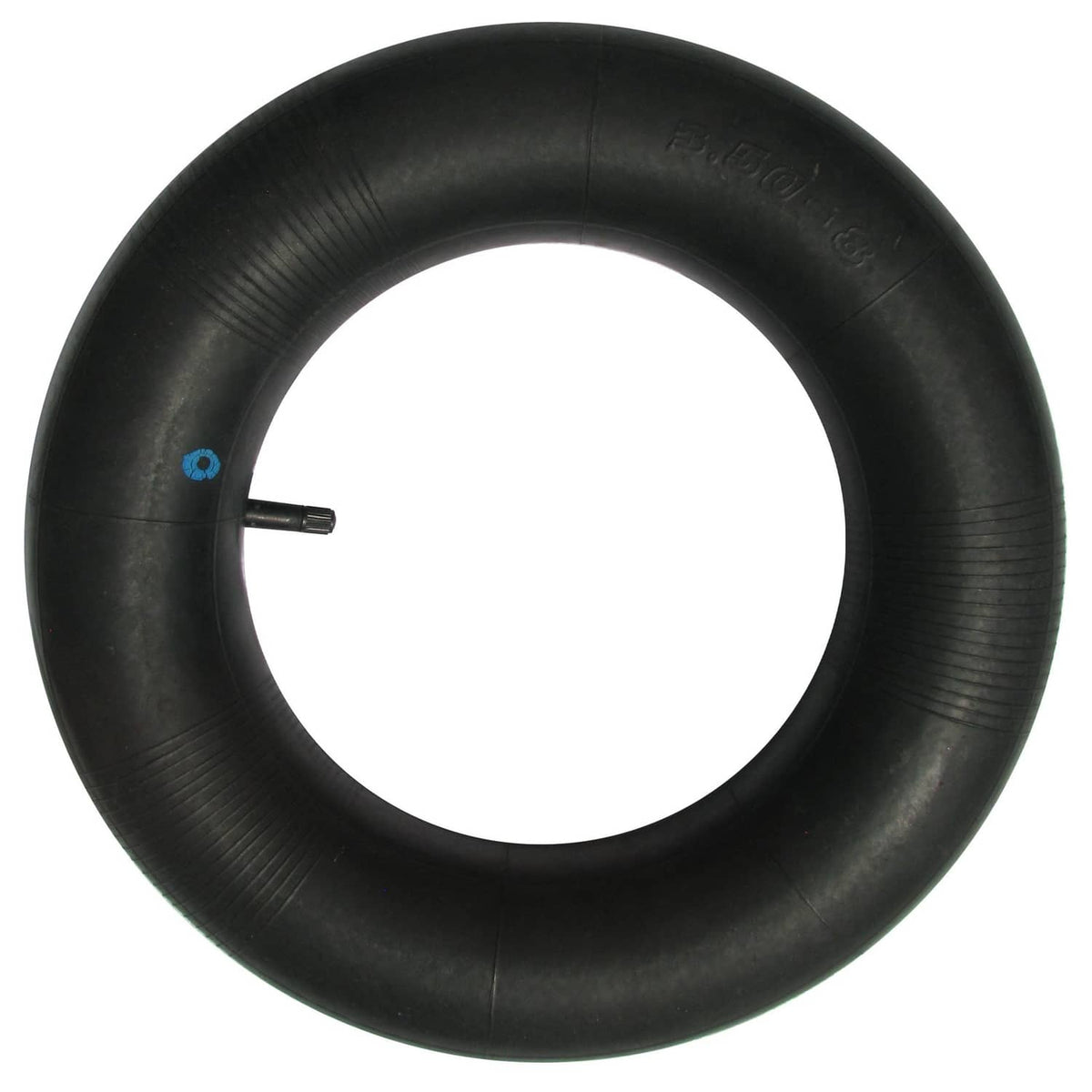 Black wheelbarrow inner tube with short metal valve stem