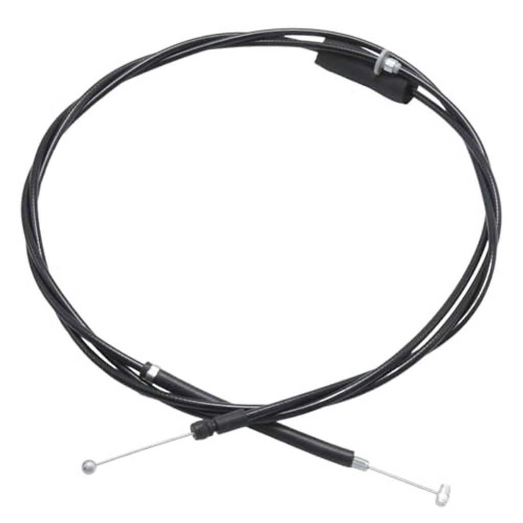 Black hood release cable loop with two silver ball terminals and molded connector