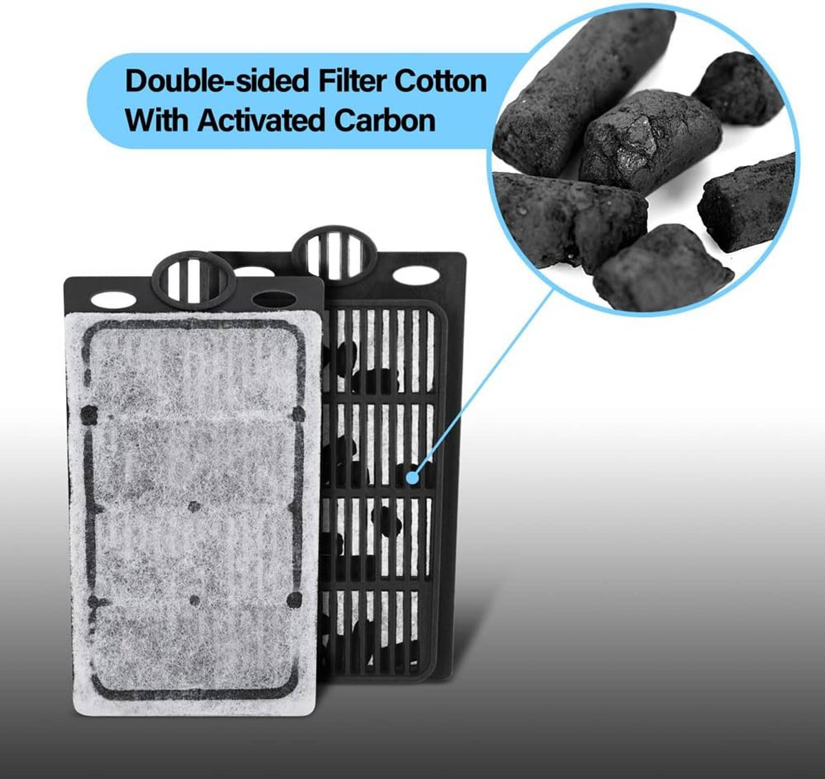 Gray aquarium filter cartridges, double-sided cotton with activated carbon pieces