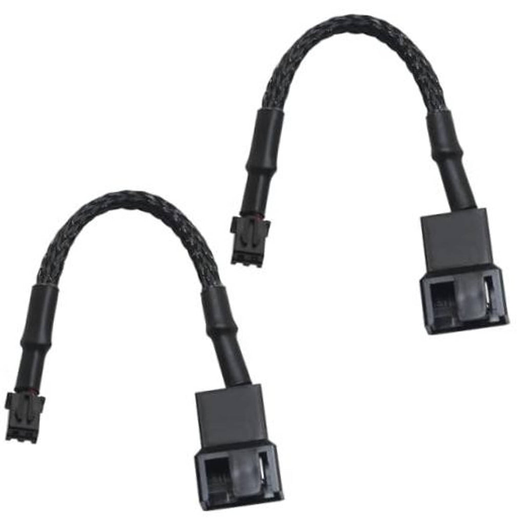 2-pack PC fan adapter cables, mini 2-pin JST XH to 4-pin fan connector, black