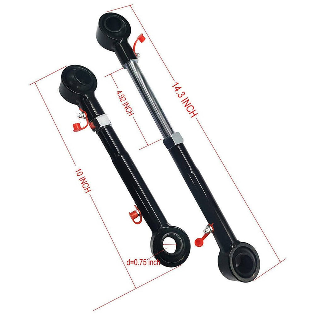 Pair of black front sway bar links with threaded ends and rubber bushings