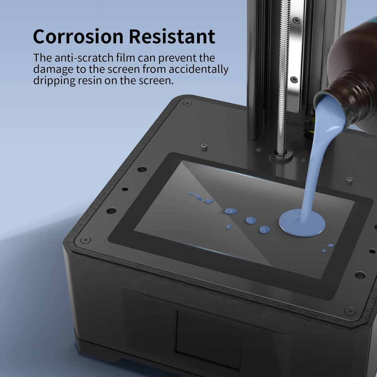 Corrosion-resistant LCD screen protector film with blue droplets on the surface