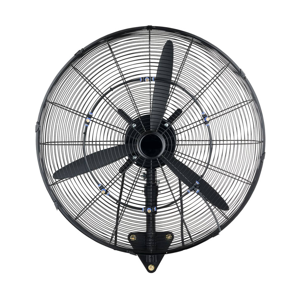 Wall-mounted oscillating mist fan, black grille with five blades