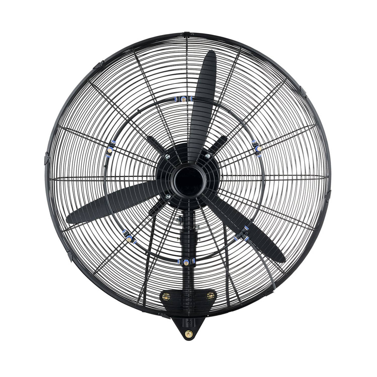 Wall-mounted oscillating mist fan, black grille with five blades