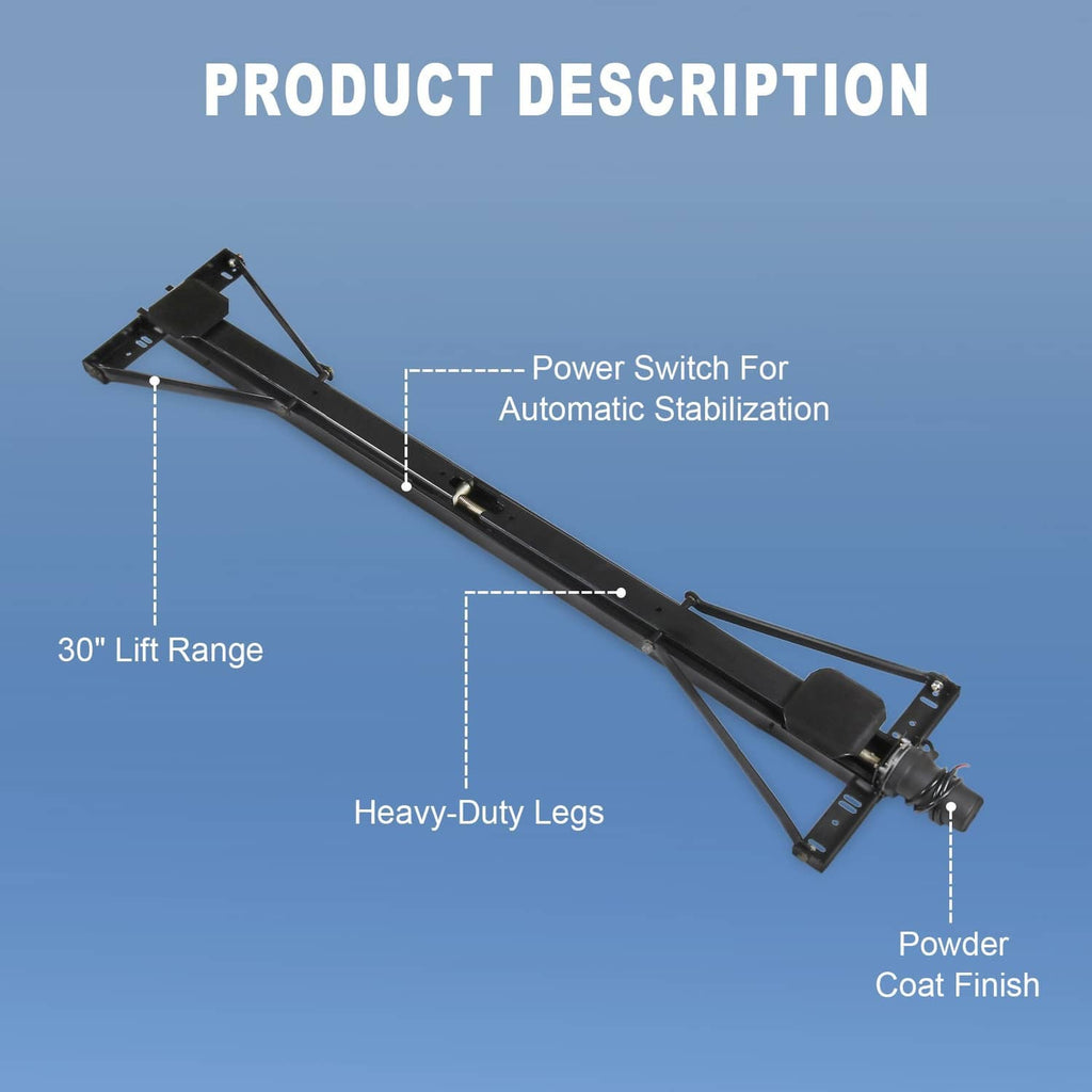 Trailer stabilizer jack stand with power switch component and heavy-duty black legs