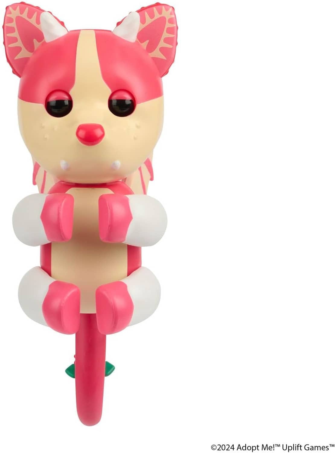 Standing pink and cream cat collectible figure with bat-like wings and strawberry