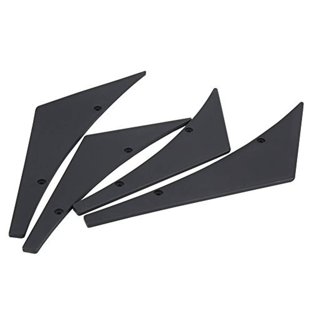 Four black front bumper canard fins with mounting holes and splitter fins