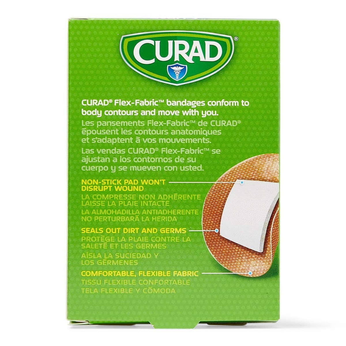 Adhesive fabric spot bandages box back, conforming seal, 7/8 in diameter