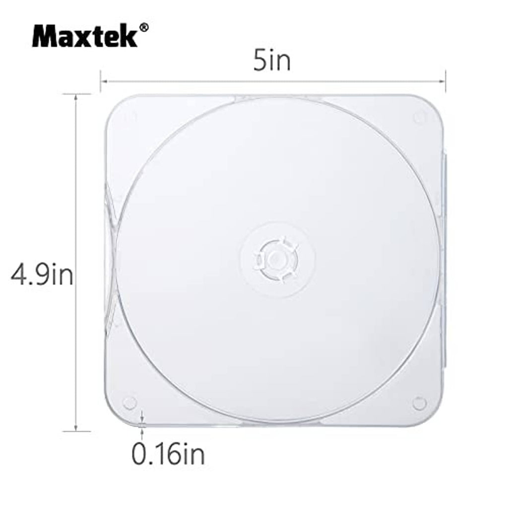 Maxtek clear square CD/DVD clam shell case, ultra-slim single case view