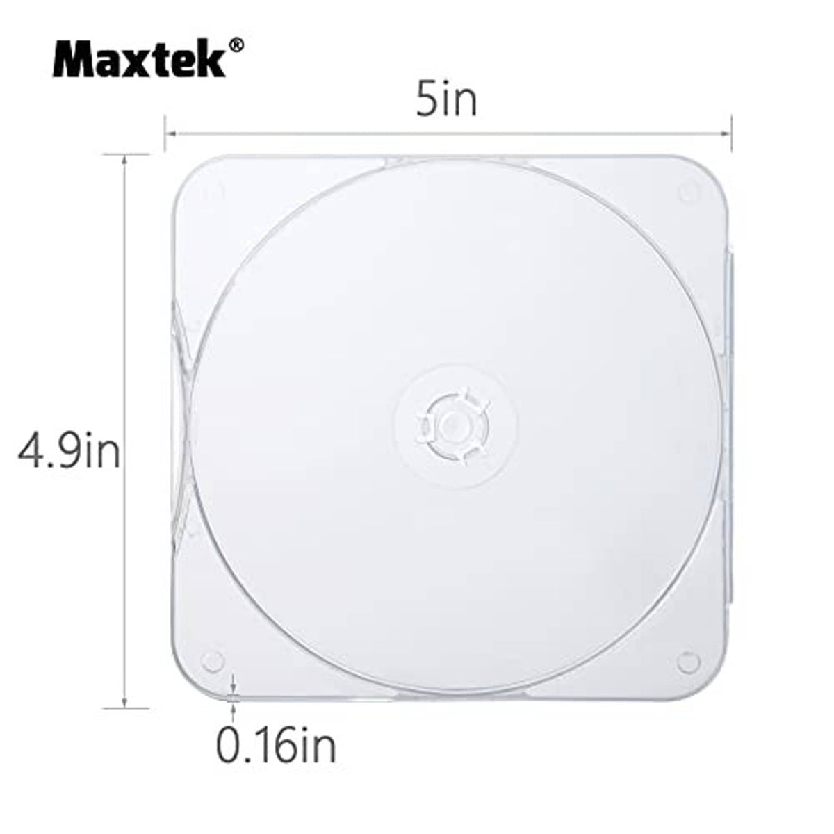 Maxtek clear square CD/DVD clam shell case, ultra-slim single case view