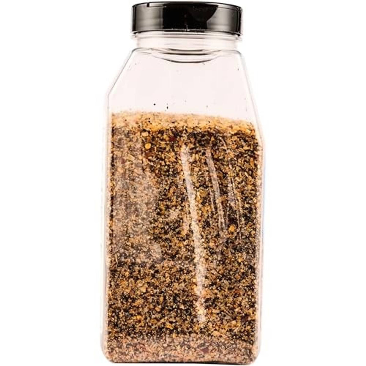 McCormick Grill Mates Montreal Steak seasoning bottle with coarse spices inside