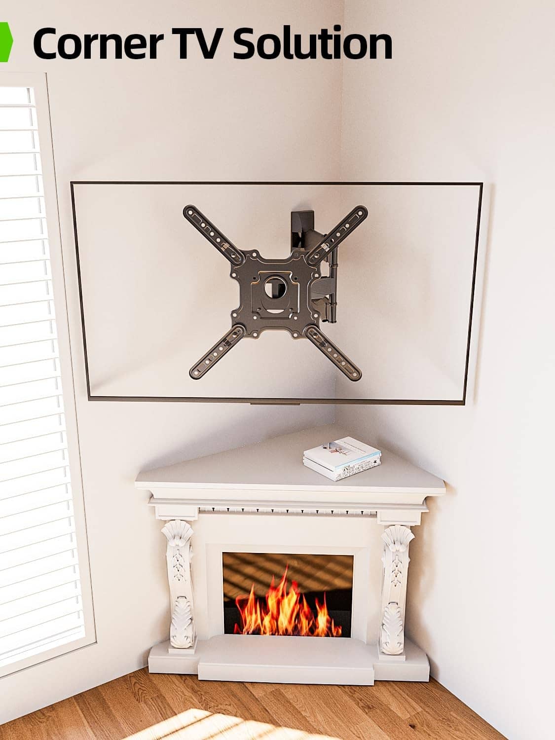 Black TV wall mount bracket installed on an interior wall