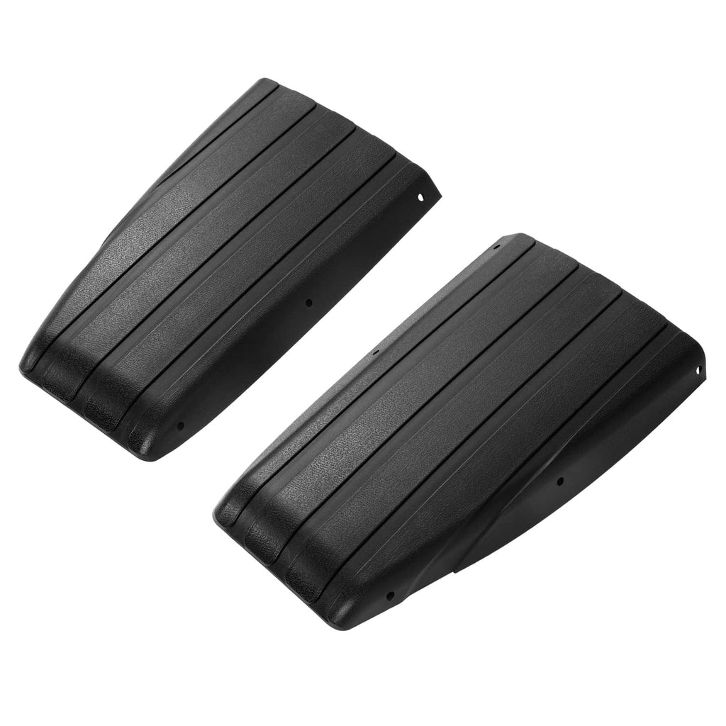 Black ribbed scuff guards set, angled views showing textured finish and side holes