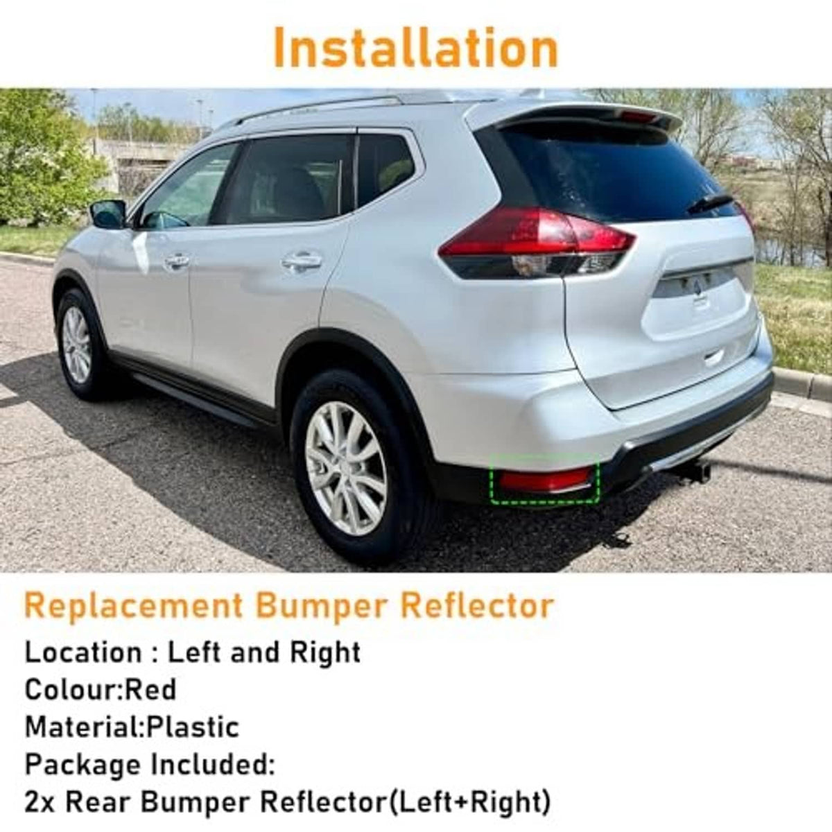 Red rear bumper reflector replacement pieces, left and right pair