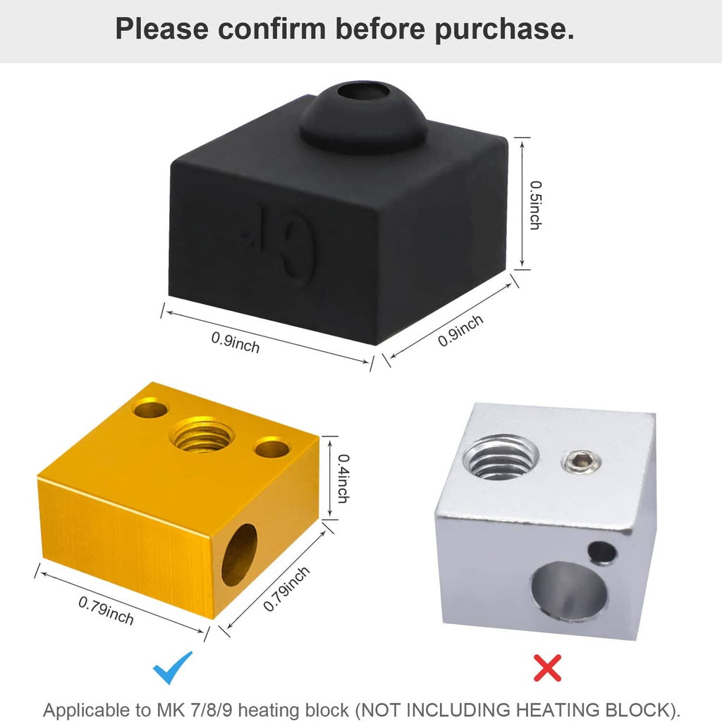 Black heater block silicone cover shown with round top hole and side opening