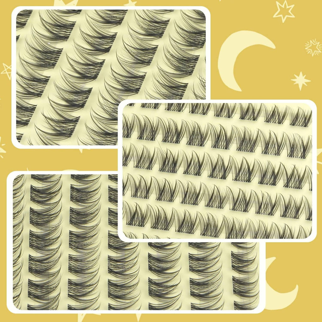 Black lash clusters on a tray in layered curved strip sections