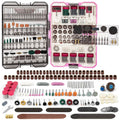 Pink rotary tool accessories kit case with sanding, cutting, drilling and polishing bits
