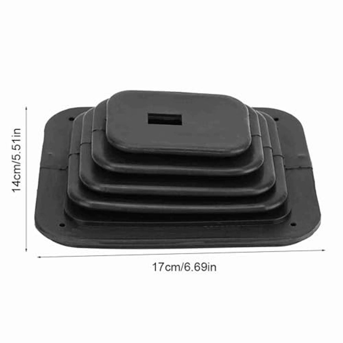 Black rubber shifter boot cover with raised oval top and base plate