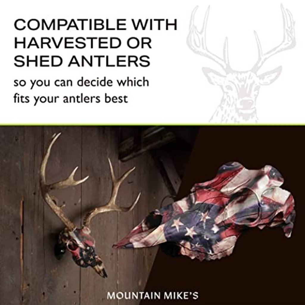 Star-pattern deer skull mount topper with antlers and mounting hardware set
