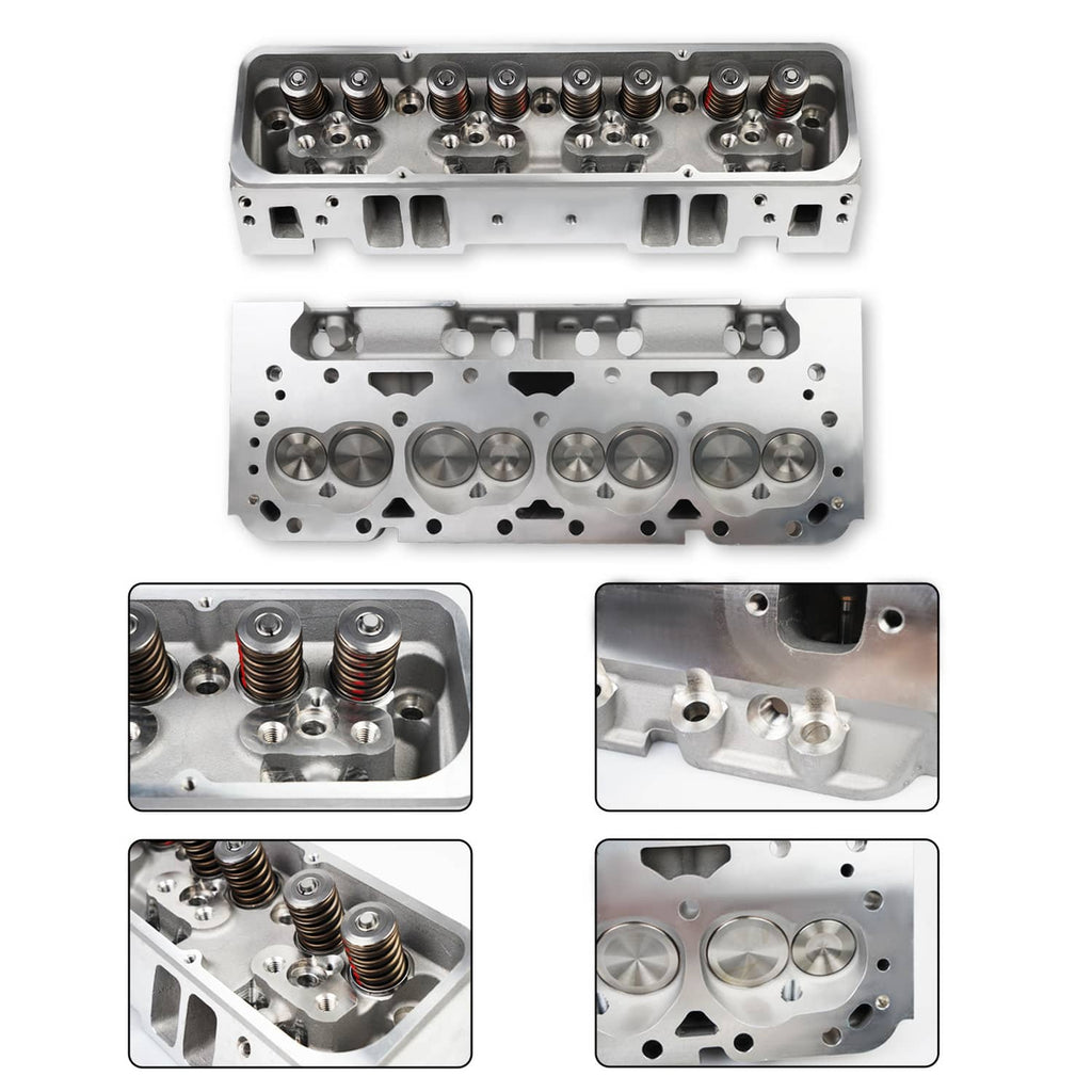 Aluminum cylinder head assembly with valve springs and cam openings, silver
