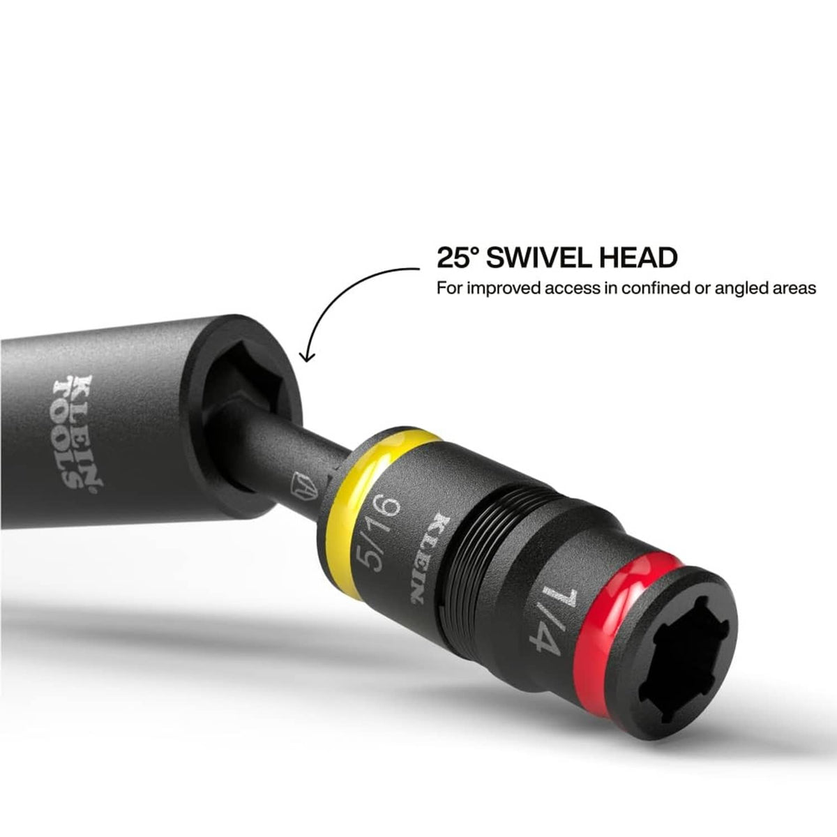 25° swivel head flip socket adapter with 1/4 drive impact socket