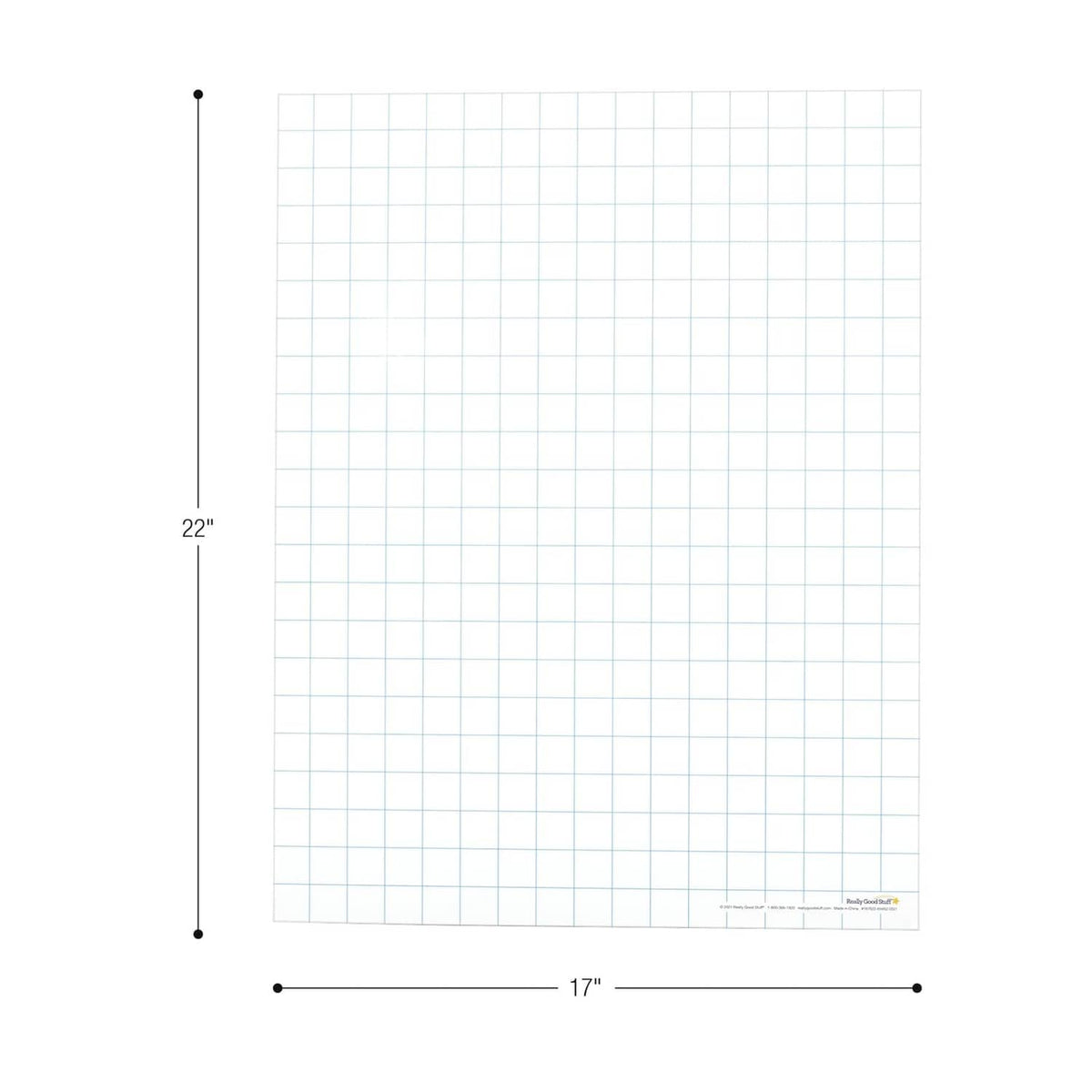 White magnetic dry erase graph board with 22 in by 17 in size markings