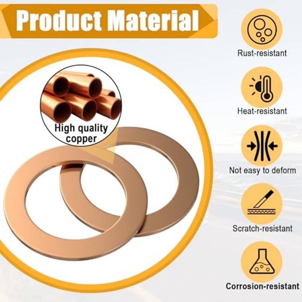 Copper crush washer, round copper gasket with inner hole and material callouts