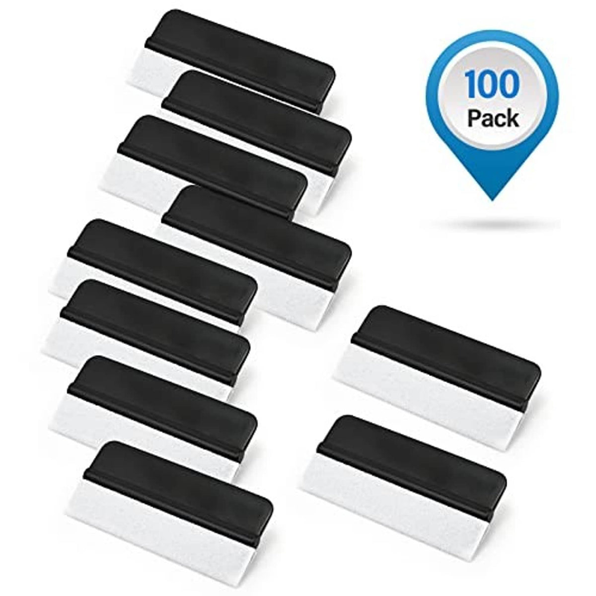 Dark-black felt squeegee applicators, mini size, 100-pack style grouping