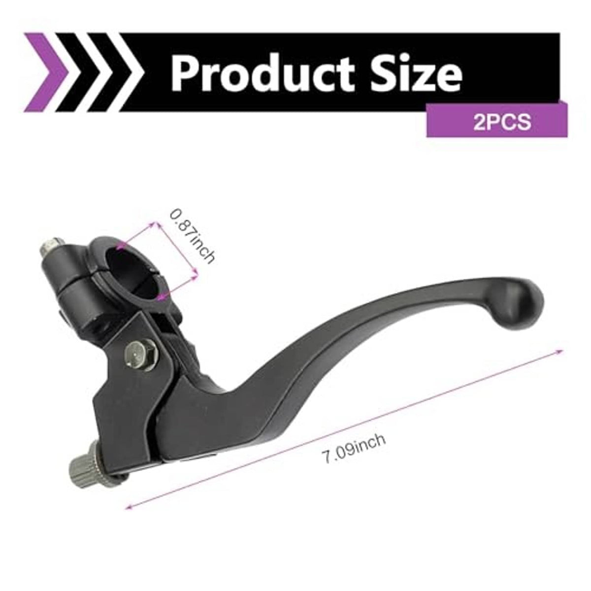 Motorcycle brake lever perch with black lever, ergonomic handle for 7/8-inch bars