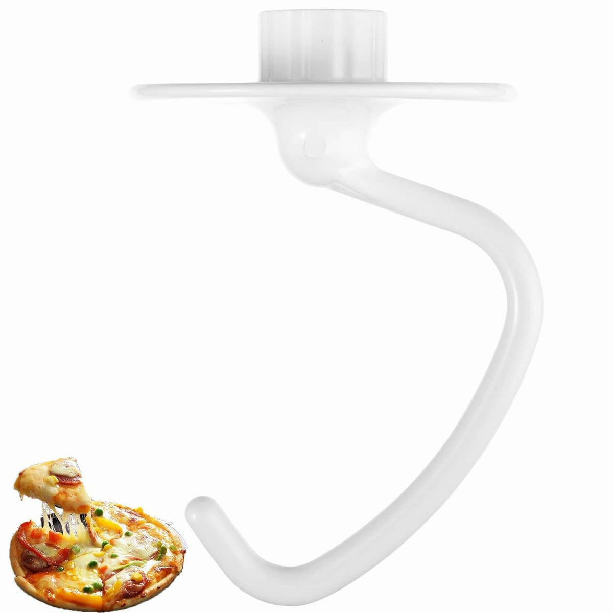 Coated dough hook attachment for stand mixer, white