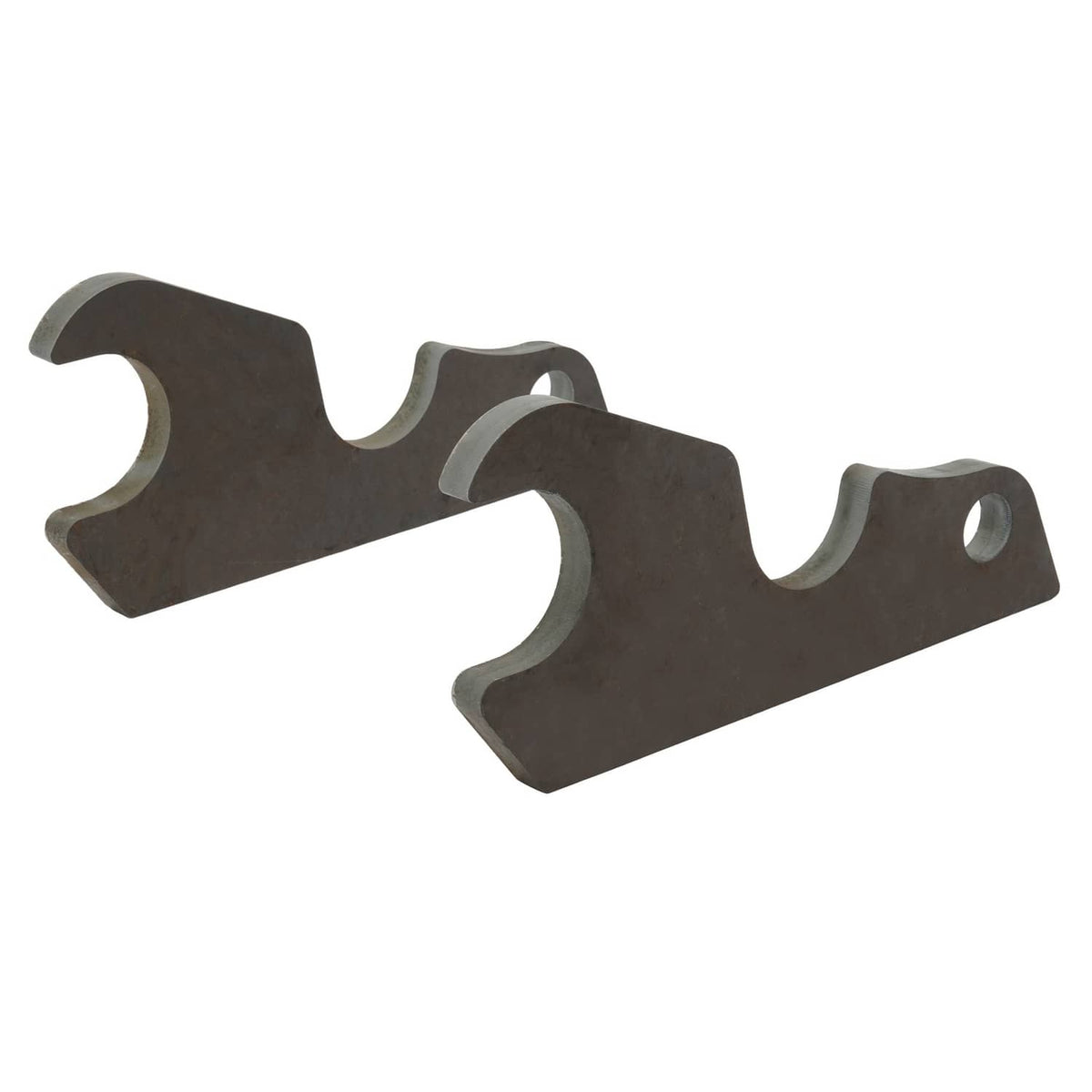 Steel bucket-ear brackets showing two curved arms and mounting holes