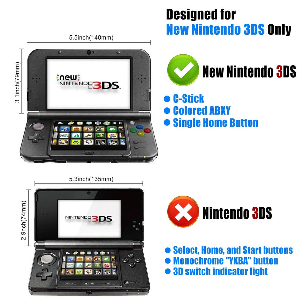 VSEER 3DS case fit diagram showing dimensions for New Nintendo 3DS only
