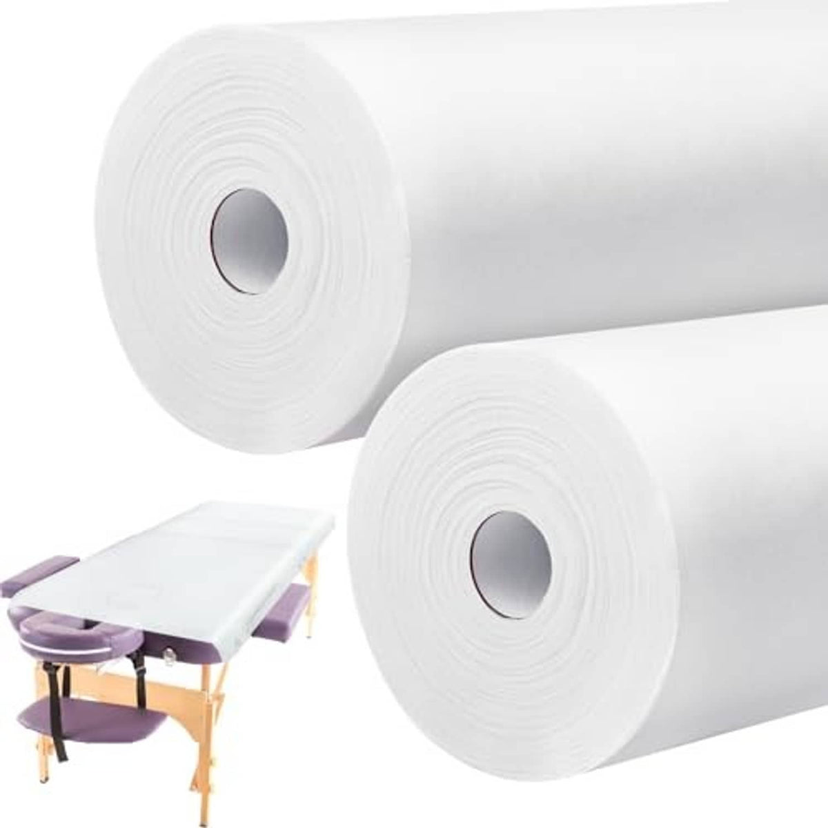 White non-woven disposable bed sheet rolls with center cores for massage table
