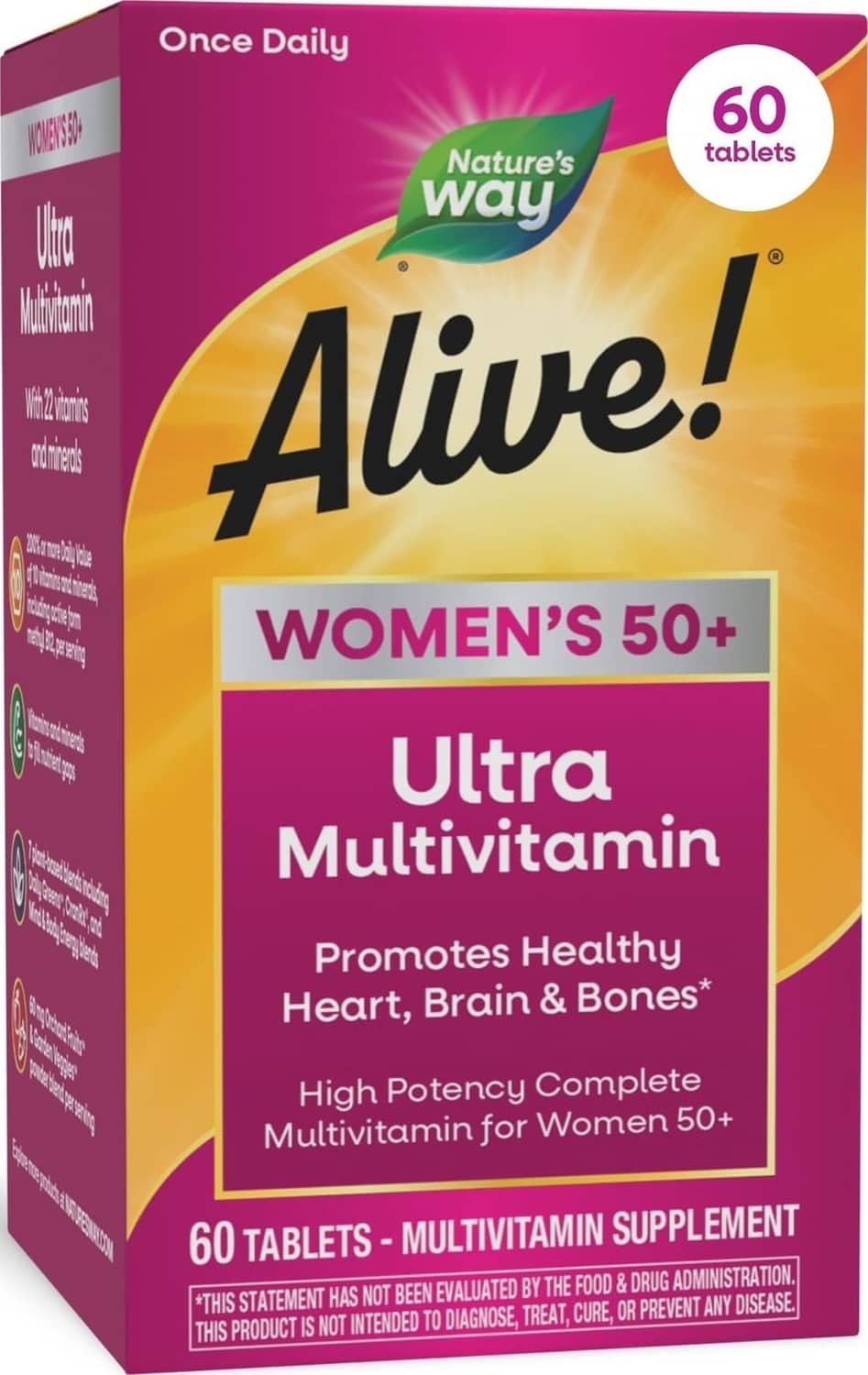 Nature's Way Alive women's 50+ Ultra Multivitamin supplement box, 60 tablets