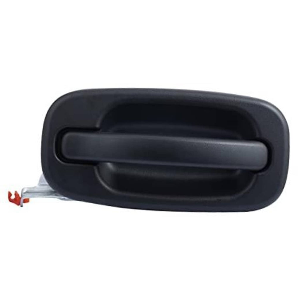 Textured black exterior door handle with recessed pull and dark grip cover