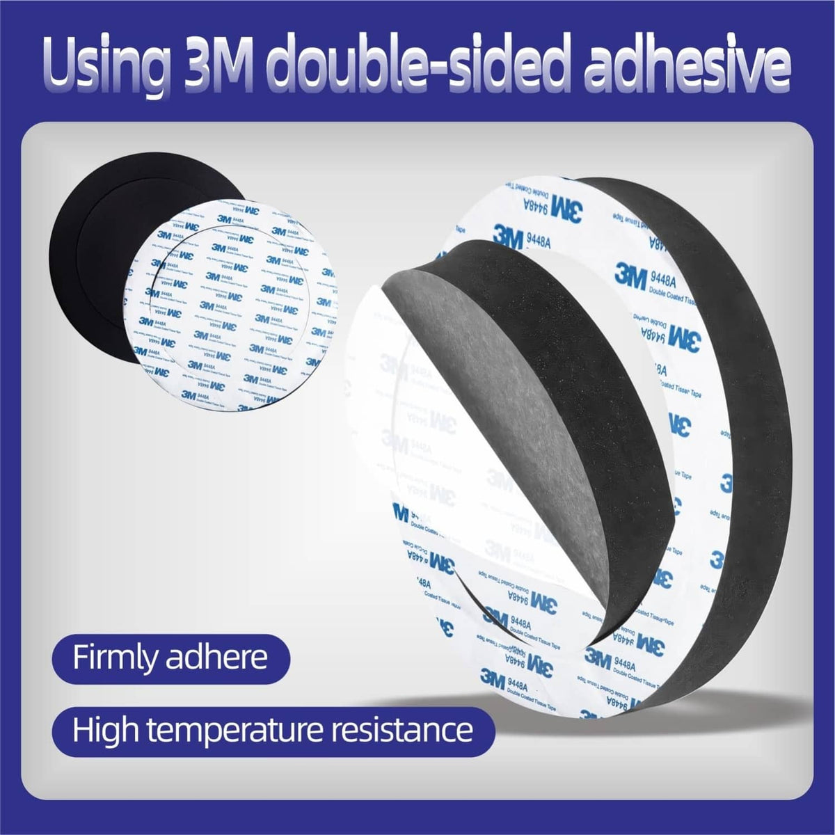 Black foam speaker rings with double-sided self-adhesive tape, round discs
