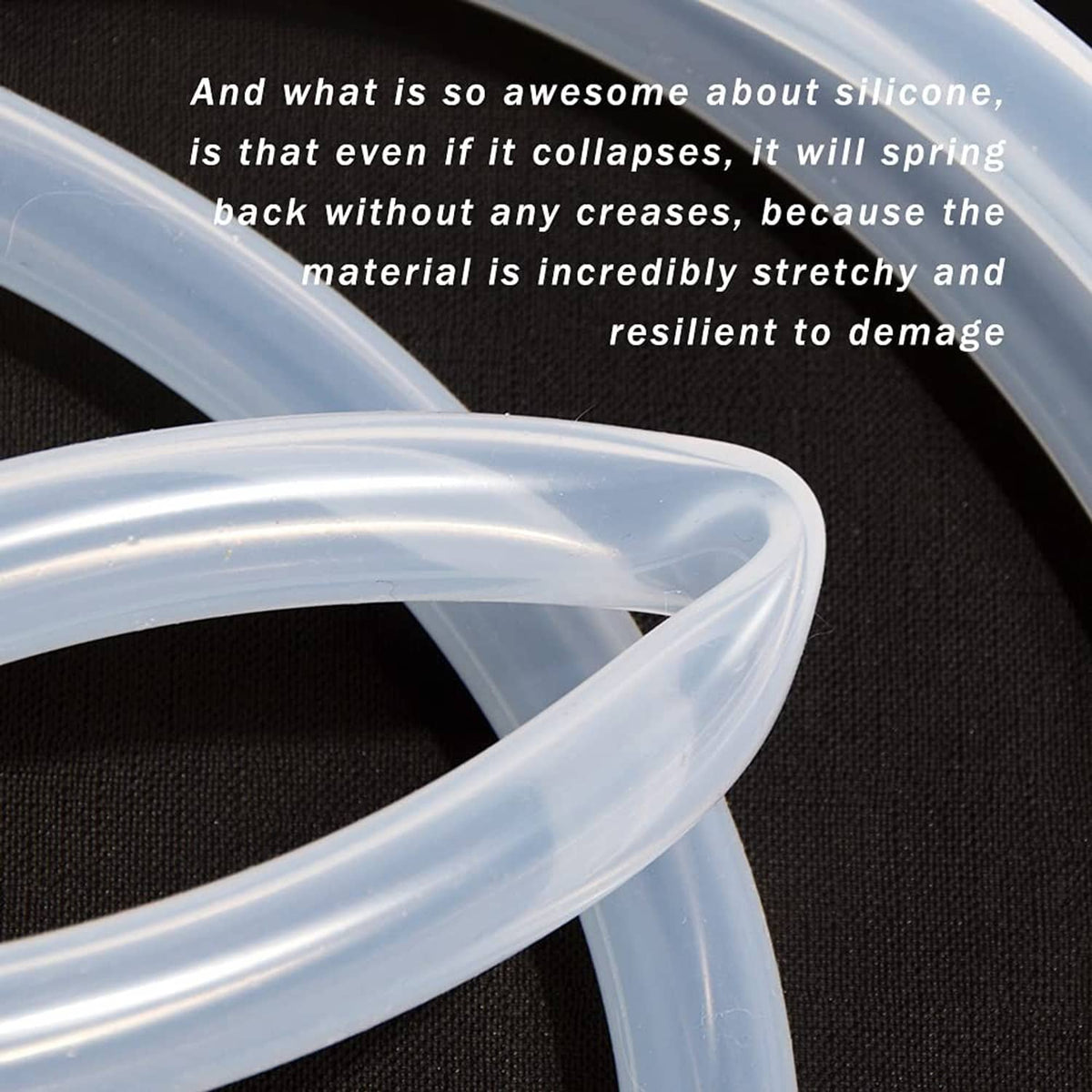 Transparent silicone tubing loop with smooth, flexible wall