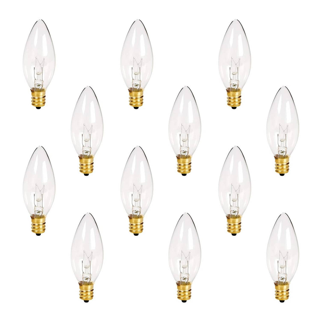 Holiday Joy clear C26 Christmas crystal bulbs, gold base, pack of 12 replacement lights