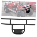 Front brush guard bumper, black tubular frame with headlight mounts