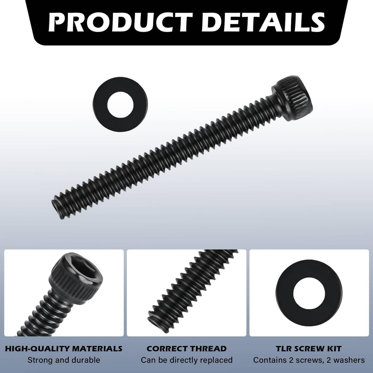 Black slotted-head screw with washer, replacement mounting set