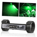 Green LED light bar with clear housing and black nylon strap, bar-mounted