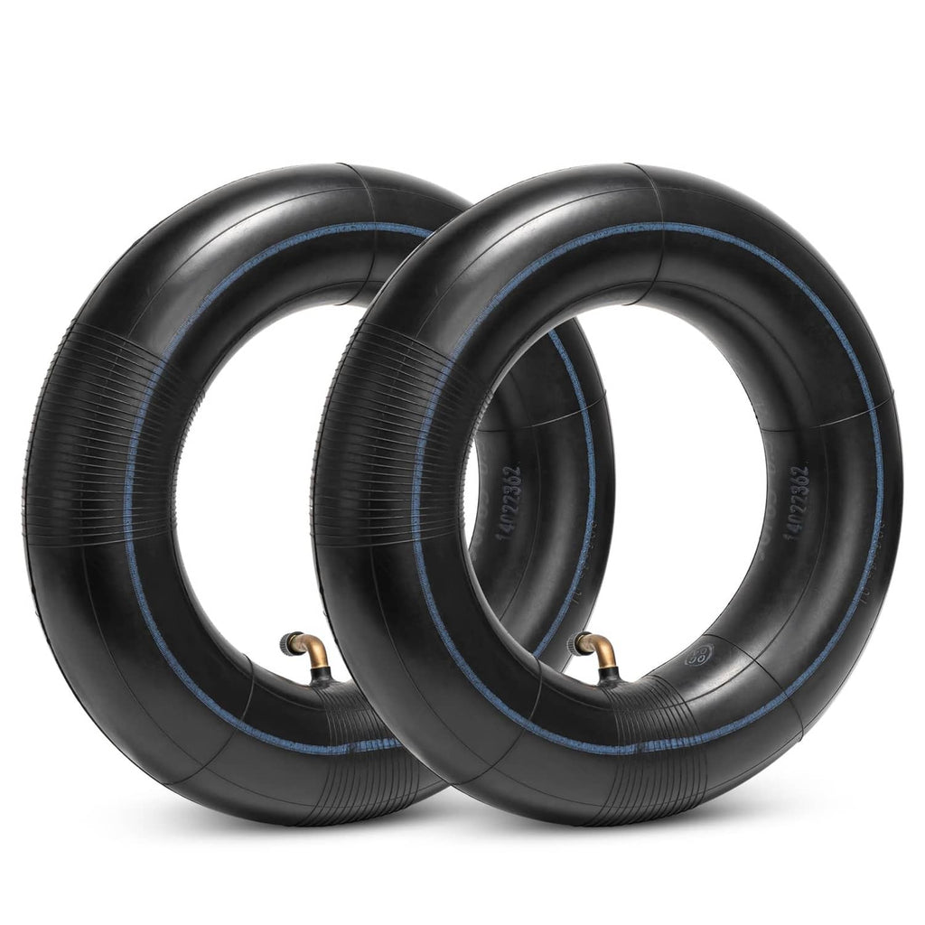 Pair of black electric scooter inner tubes, 90/65-6.5 size, with valve stems