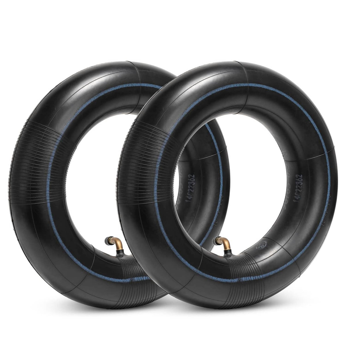 Pair of black electric scooter inner tubes, 90/65-6.5 size, with valve stems