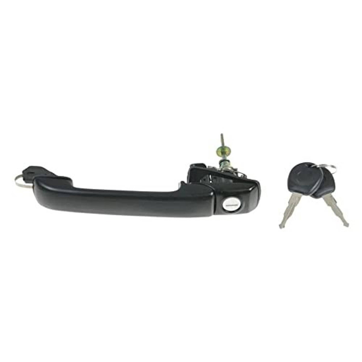 Black exterior door handle with keys and lock cylinder, driver side set
