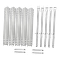 Stainless steel grill burner tube and shield replacement set for 5-burner grills