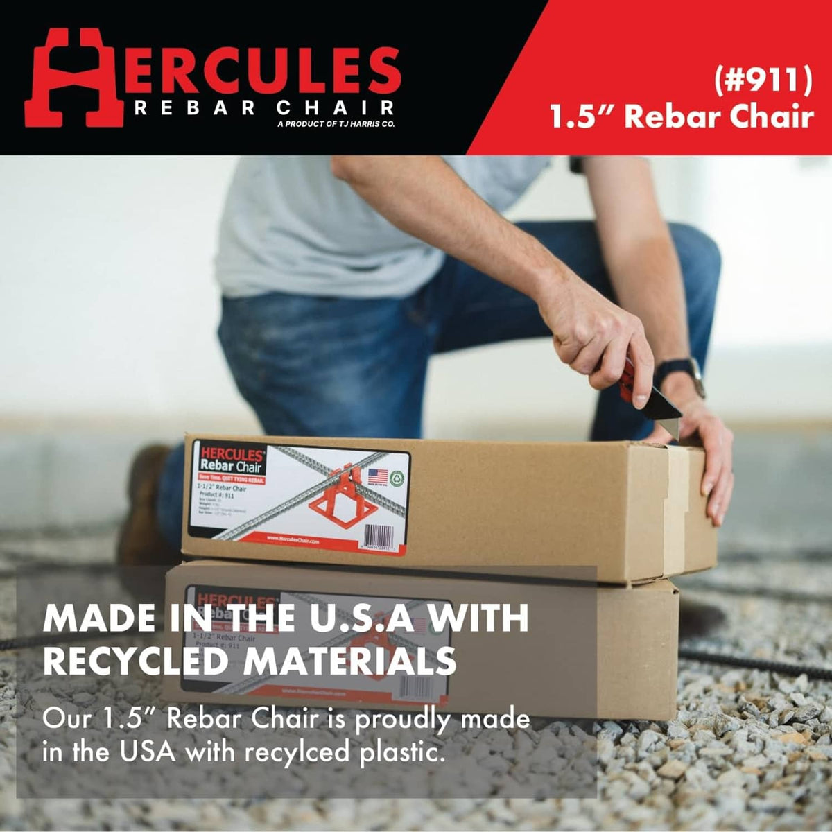 Red 1.5 in rebar chair in retail box with product label