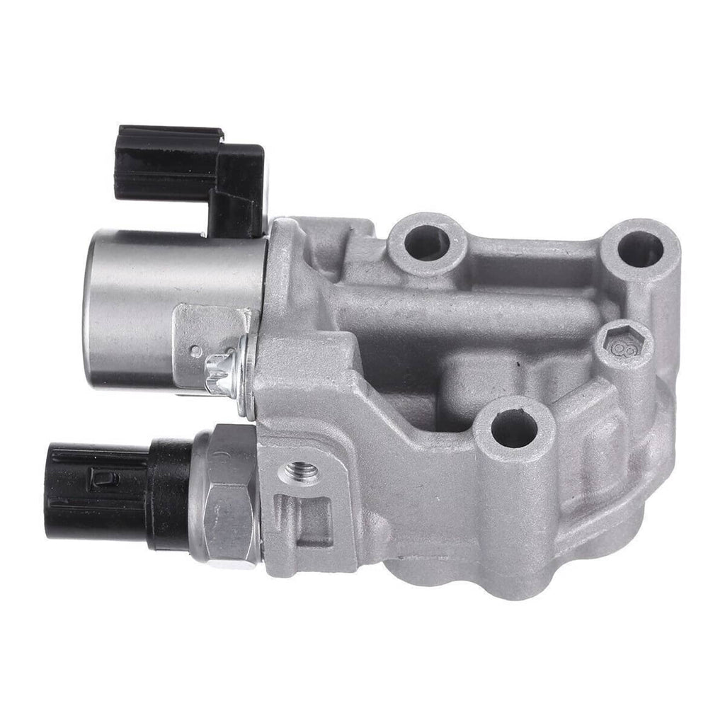 Solenoid spool valve with two ports and black electrical connectors