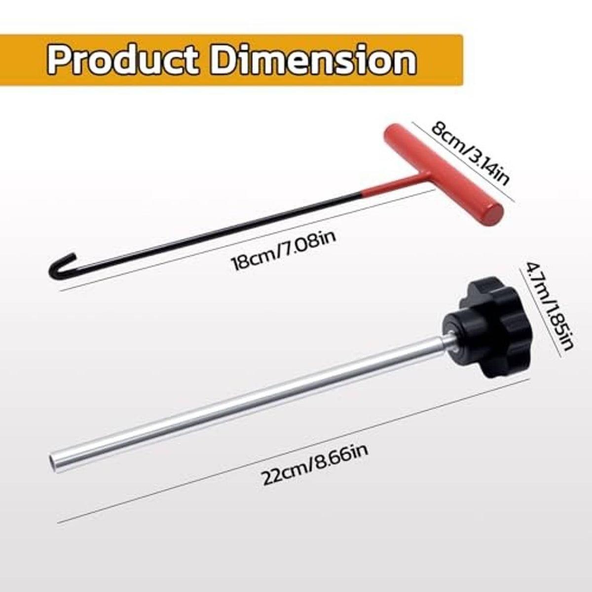 Tire valve core removal tool kit with red handle and long metal stem tool