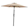 Beige patio market umbrella with tilt crank and table-mount pole