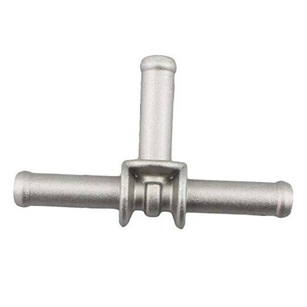 Aluminum coolant hose T-fitting coupler connector, three-barb design for pipe hoses